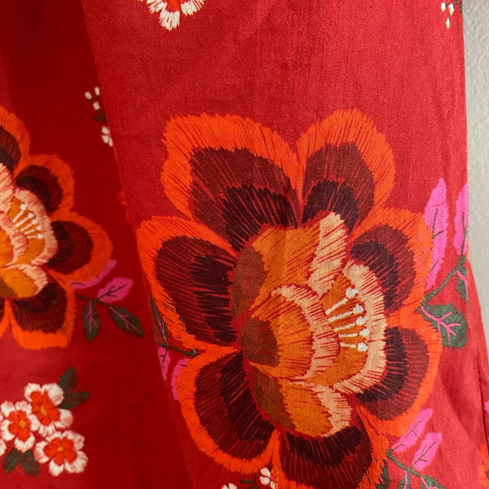 Anthropologie Farm Rio Giustina Lace Blouse top buttondown floral red new XS - Picture 14 of 14